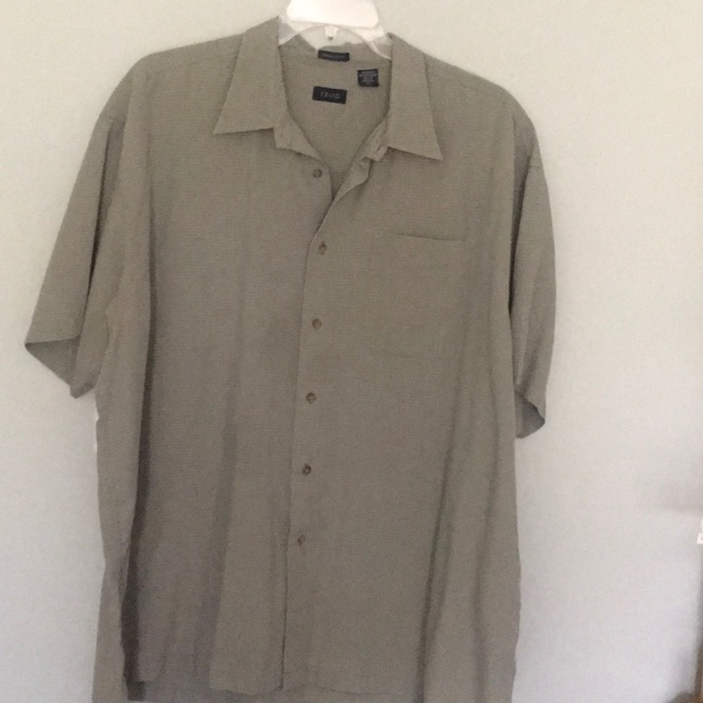 IZOD MENS GRAY CHECK SHIRT XXL